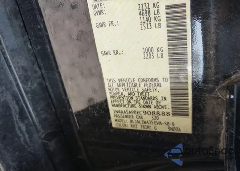 2014 Nissan Maxima 3.5 Sv z USA, uszkodzony, nr VIN 1N4AA5AP0EC908888